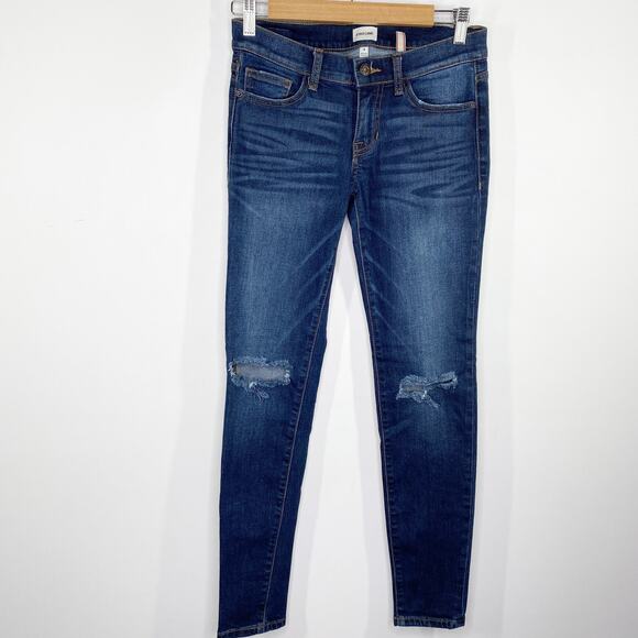 Sneak Peek Dark Wash Blue Denim Distressed Skinny Jeans Women's Size 3 - Picture 9 of 9